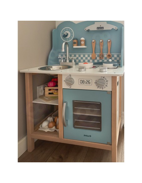VIGA PolarB Wooden Kitchen with Accessories Silver - Blue
