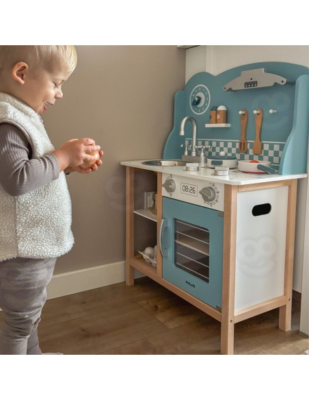 VIGA PolarB Wooden Kitchen with Accessories Silver - Blue