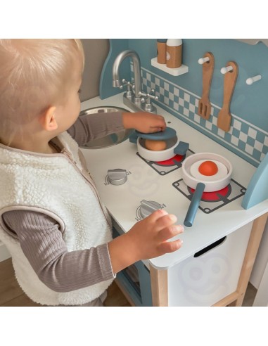 VIGA PolarB Wooden Kitchen with Accessories Silver - Blue