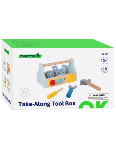 Skrzynka z Narzędziami Tooky Toy - Drewniany Zestaw dla Małego Malucha