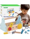 TOOKY TOY 18-piece Wooden Tool Box - Set for Children