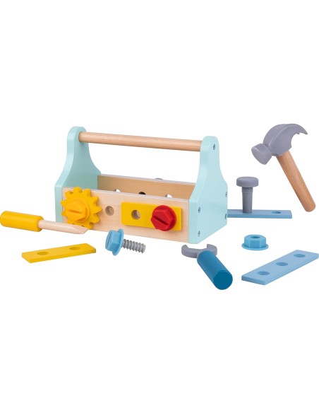 TOOKY TOY 18-piece Wooden Tool Box - Set for Children