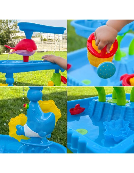 WOOPI Wassertisch 4in1 mit Sandkasten und Wasserfall XL Delfin
