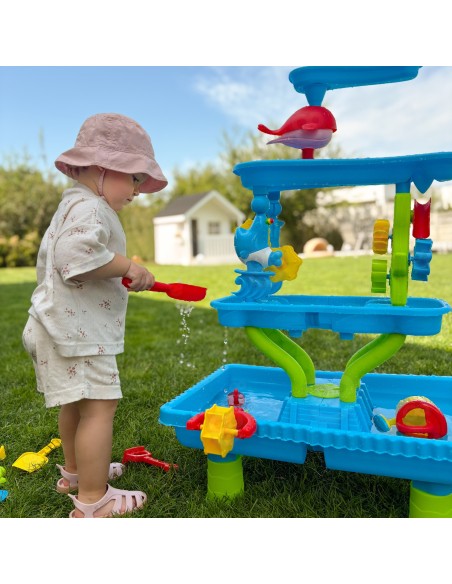 WOOPI 4-in-1 Water Table with Sandbox and Waterfall XL Dolphin