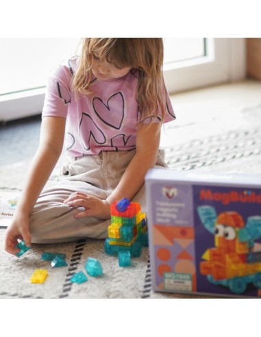 Woopie Magnetic Blocks 43 pcs – transparent, magnets, cars, buildings