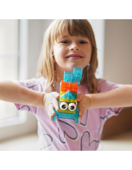 Woopie Magnetic Blocks 43 pcs – transparent, magnets, cars, buildings