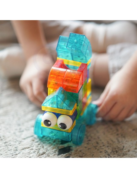 Woopie Magnetic Blocks 43 pcs – transparent, magnets, cars, buildings