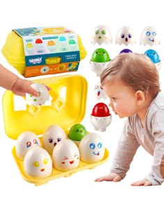 WOOPIE Sorter Montessori Steckspiel – fröhliche Küken-Eier, 6 Stk
