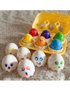 WOOPIE Sorter Montessori Steckspiel – fröhliche Küken-Eier, 6 Stk 2