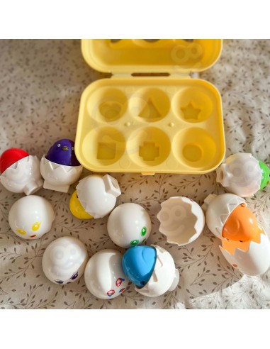 WOOPIE Sorter Montessori Steckspiel – fröhliche Küken-Eier, 6 Stk