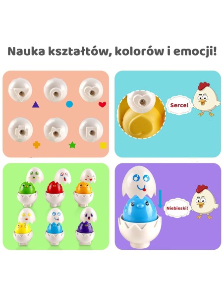 Układanka Sorter Montessori Wesołe Kurczaczki Jajka 6szt