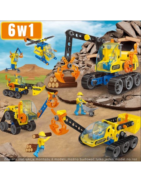 Konstravimo rinkinys – kurk savo statybines transporto priemones 6-in-1 STEAM, WOOPIE