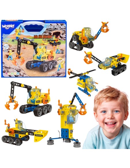 Konstravimo rinkinys – kurk savo statybines transporto priemones 6-in-1 STEAM, WOOPIE