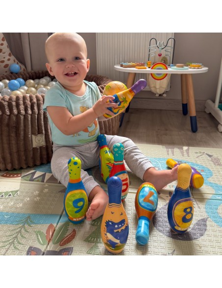 Dinosaurs Bowling Set 12 Pieces WOOPIE - A Game Developing Accuracy 3+