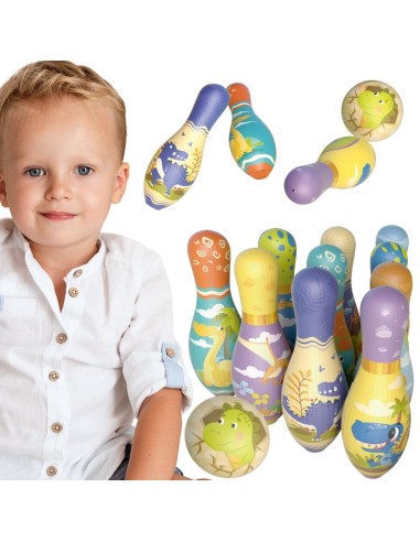 Dinosaurs Bowling Set 12 Pieces WOOPIE - A Game Developing Accuracy 3+
