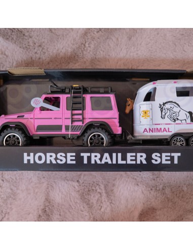 Pink SUV with trailer and horse figure – a realistic set from WOOPIE