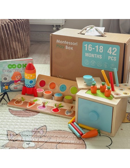 TOOKY TOY XXL Montessori-Box 7in1 für Kleinkinder 16-18 Mon.