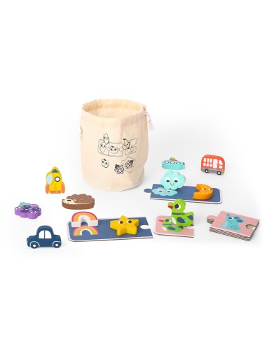 WOOPIE GREEN Sensory Puzzle Memory Shapes FSC - Educational Toy