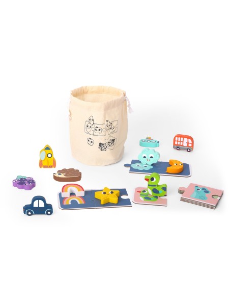 WOOPIE GREEN Sensory Puzzle Memory Shapes FSC - Educational Toy