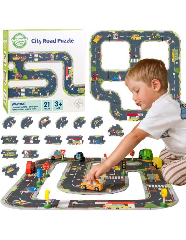 WOOPIE GREEN Highway Puzzle 21 Pieces for Children, FSC Certified