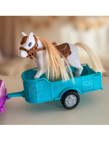 Lalka Niki z Koniem Samochodem i Przyczepą Zestaw WOOPIE ROYAL - Farma