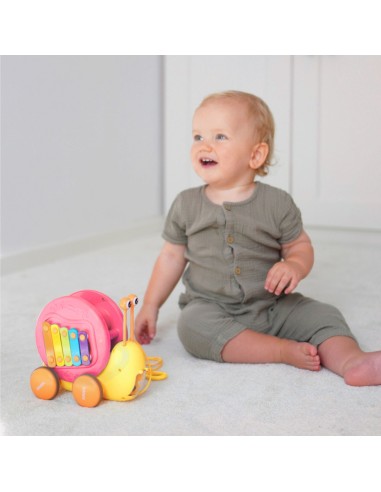 WOOPIE Schnecke 4-in-1: Glöckchen, Zahnräder, Rampe, Auto
