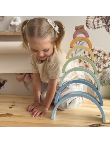 Pastell-Holzregenbogen – Tooky Toy – Lernspielzeug Montessori!