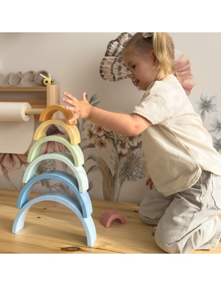 Pastell-Holzregenbogen – Tooky Toy – Lernspielzeug Montessori!