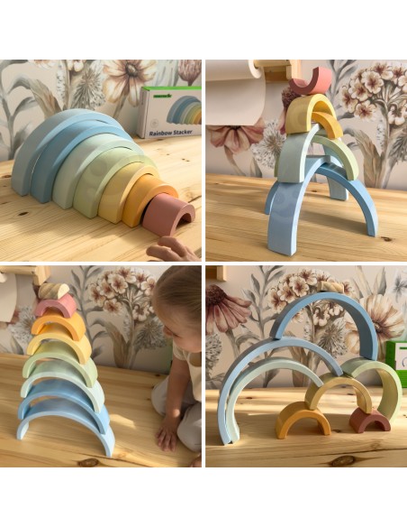 Drewniana Tęcza Pastelowa -Tooky Toy - Edukacyjna Zabawka Montessori!