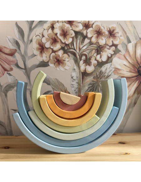 Pastell-Holzregenbogen – Tooky Toy – Lernspielzeug Montessori!