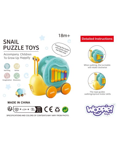 WOOPIE Schnecke 4-in-1: Glöckchen, Zahnräder, Rampe, Auto
