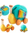 4-in-1 Pull-Along Snail with Cymbals and Car - WOOPIE