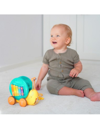 4-in-1 Pull-Along Snail with Cymbals and Car - WOOPIE