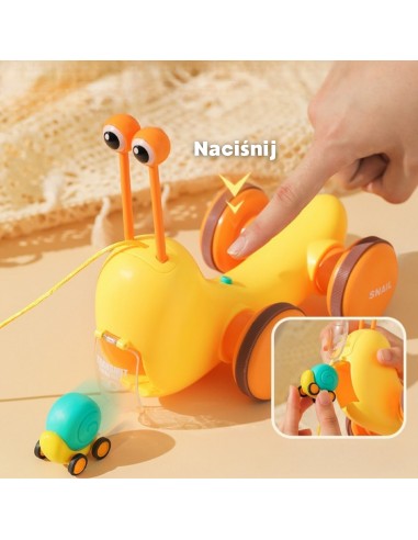 4-in-1 Pull-Along Snail with Cymbals and Car - WOOPIE