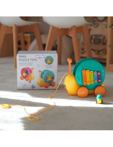 4-in-1 Pull-Along Snail with Cymbals and Car - WOOPIE