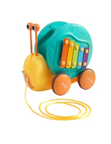 4-in-1 Pull-Along Snail with Cymbals and Car - WOOPIE