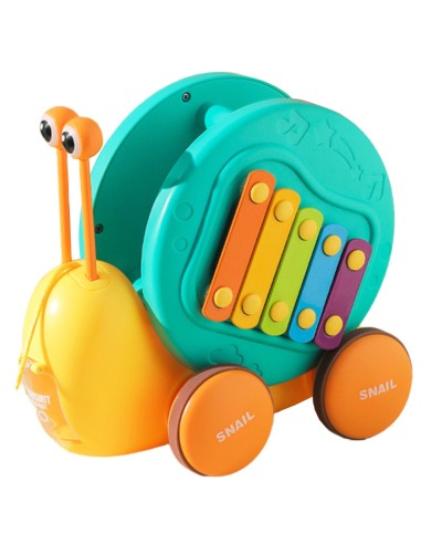 4-in-1 Pull-Along Snail with Cymbals and Car - WOOPIE
