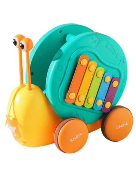 4-in-1 Pull-Along Snail with Cymbals and Car - WOOPIE