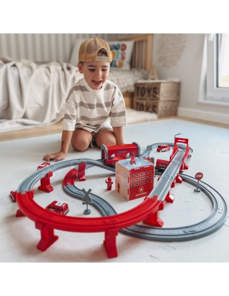 WOOPIE 92-piece Electric Train - Car Track with Helicopter