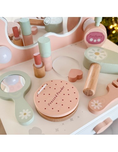 Toaletka Drewniana dla Dziewczynek Tooky Toy - z Lustrem LED
