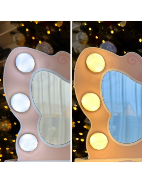 Toaletka Drewniana dla Dziewczynek Tooky Toy - z Lustrem LED