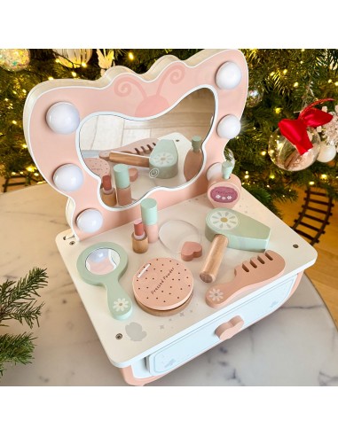 Tooky Toy Wooden Dressing Table for Girls - with LED Mirror