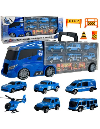 WOOPIE Set Lkw-Transporter 3-in-1 Blau Polizei