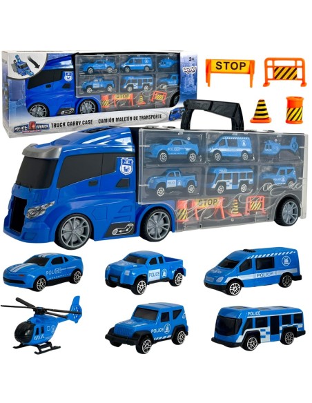 WOOPIE Set Lkw-Transporter 3-in-1 Blau Polizei