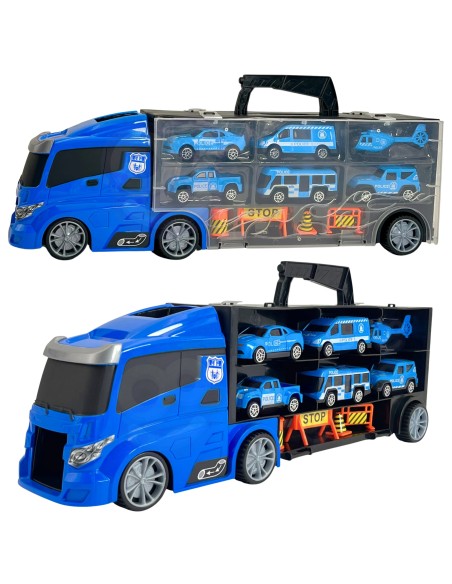 WOOPIE Set Lkw-Transporter 3-in-1 Blau Polizei