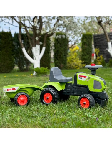 FALK Vaikiškas traktoriukas Claas Axos 310, žalias su priekaba, 1+