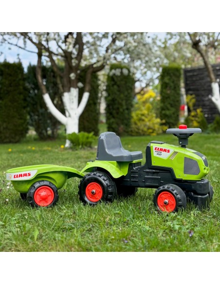 FALK Baby-Traktörchen Claas Axos 310 grün mit Anhängerkupplung 1+
