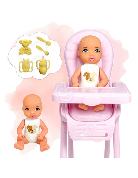 Lėlė su kūdikiu ir maitinimo priedais šeimos rinkinys Woopie