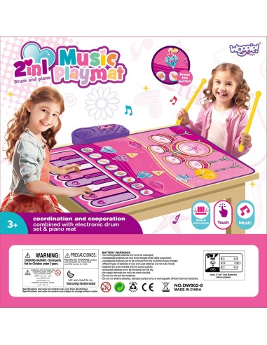 WOOPIE Duża Mata Muzyczna 2w1 - Perkusja i Pianino Interaktywne