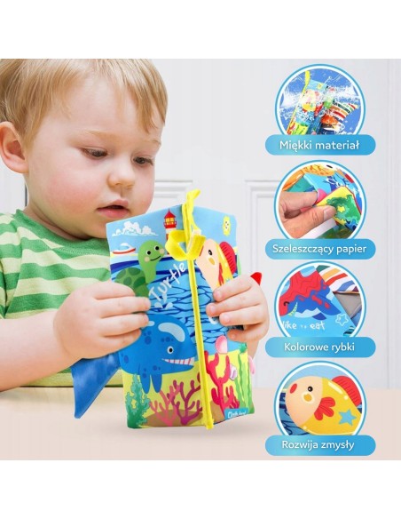 Knygutė su jūrinių gyvūnėlių uodegėlėmis WOOPIE BABY - minkštas šlamėjantis audinys